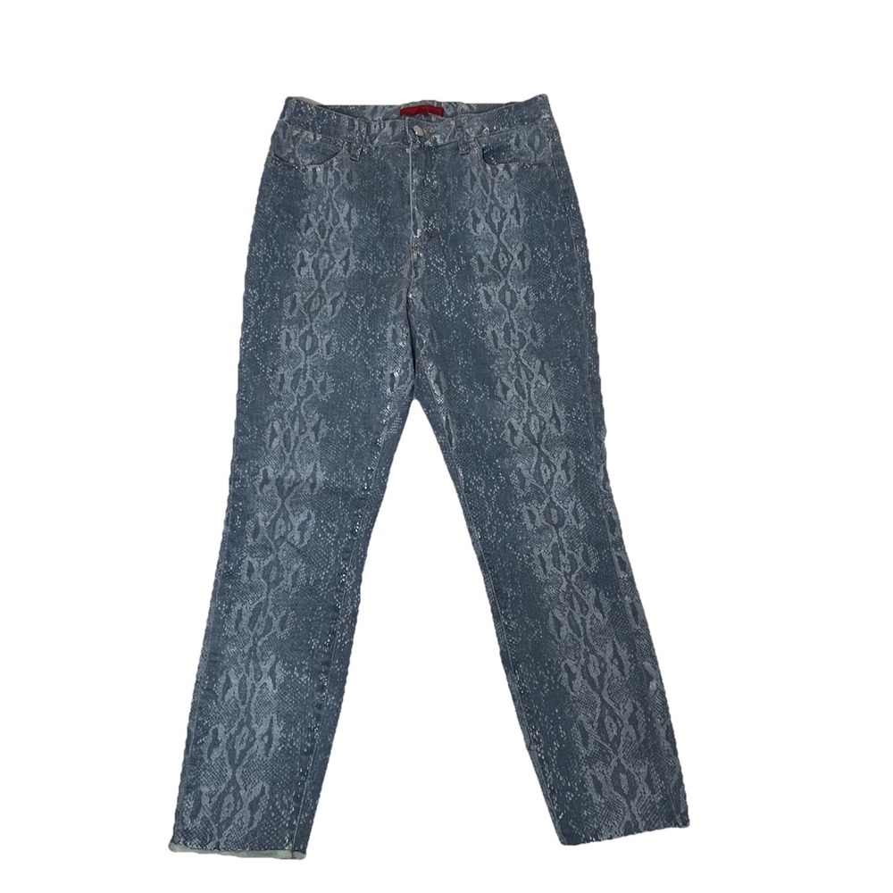 Jennifer Lopez Blue Snakeskin Print High‎ Rise Skinny Crop Jeans Womens Size 8